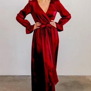Baltic Born Holly cranberry satin maxi dress